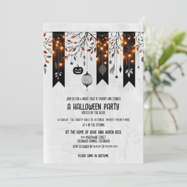 Invitación Sparkle Bunting Halloween Party (Anverso de pie)