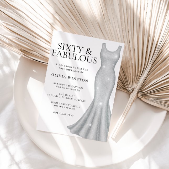 Invitación Sparkle de plata vestido con traje de baño fiesta  (Subido por el creador)