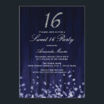 Invitación Sparkle Diamond Blue Silver Sweet 16 Invite<br><div class="desc">Elegante diseño rústico de madera azul con diamantes de brillante caída y purpurina 16. Más colores disponibles en la tienda Little Bayleigh!</div>