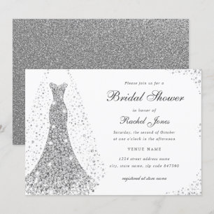 Invitación Sparkle Diamond Boda Vestido Brillante Ducha