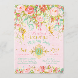 Invitación Sparkle Fairy Enchanted Garden Cumpleaños