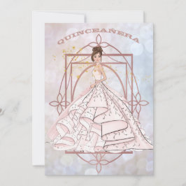 Invitación Sparkle Formal Pink and Gold Updo