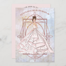 Invitación Sparkle Formal Pink and Gold Updo