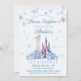 Invitación Sparkle Frozen Kingdom Castle 1º cumpleaños