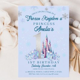 Invitación Sparkle Frozen Kingdom Castle 1º cumpleaños