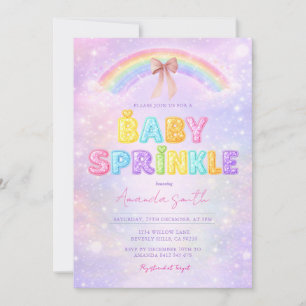 Invitación Sparkle Glitter arcoiris pastel baby sprinkle 