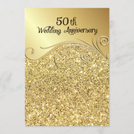 Invitación Sparkle Golden 50º Aniversario de Boda