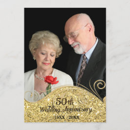 Invitación Sparkle Golden 50º Aniversario de Boda