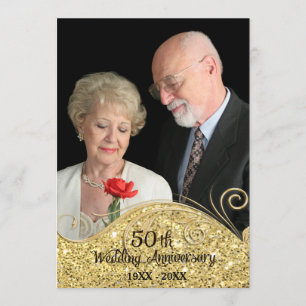 Invitación Sparkle Golden 50º Aniversario de Boda