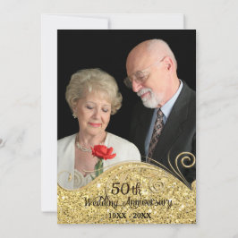 Invitación Sparkle Golden 50° Aniversario del Boda