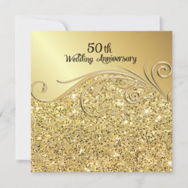 Invitación Sparkle Golden 50° Aniversario del Boda