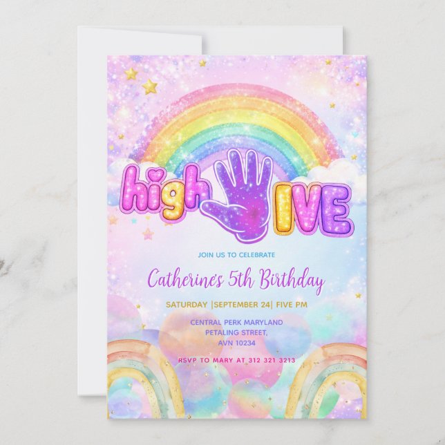 Invitación Sparkle High Five Birthday Party Invitation  (Anverso)