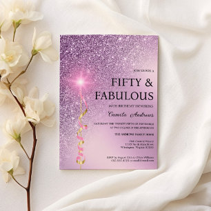 Invitación Sparkle lavender gradiente purpurina 50 cumpleaños