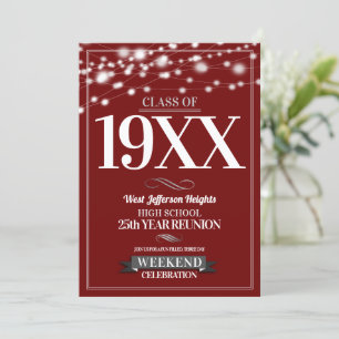 Invitación Sparkle Lights School Colour Class Reunion