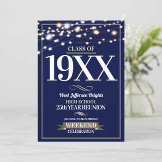 Invitación Sparkle Lights School Colour Class Reunion