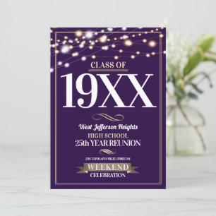 Invitación Sparkle Lights School Colour Class Reunion