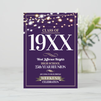Invitación Sparkle Lights School Colour Class Reunion