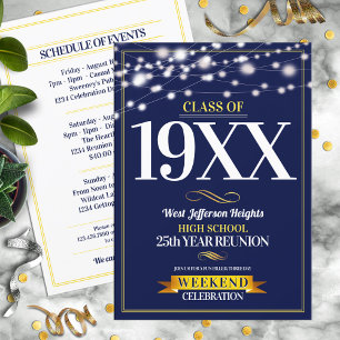 Invitación Sparkle Lights School Colour Class Reunion