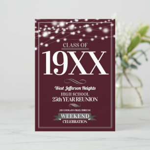 Invitación Sparkle Lights School Colour Class Reunion
