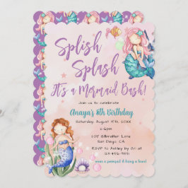 Invitación Sparkle Mermaid Bash Cumpleaños