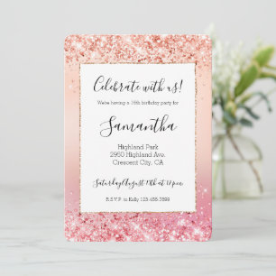 Invitación Sparkle Ombre rosa y Rosa