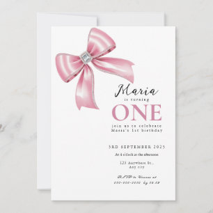 Invitación Sparkle Pink Coquette Bow 1