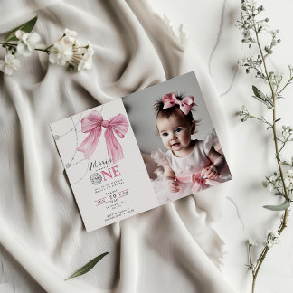 Invitación Sparkle Pink Coquette Bow 1