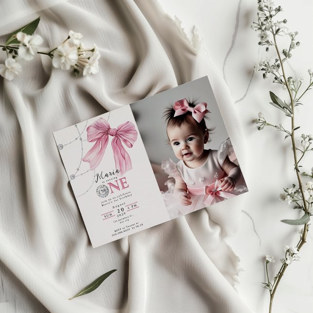 Invitación Sparkle Pink Coquette Bow 1 (Subido por el creador)
