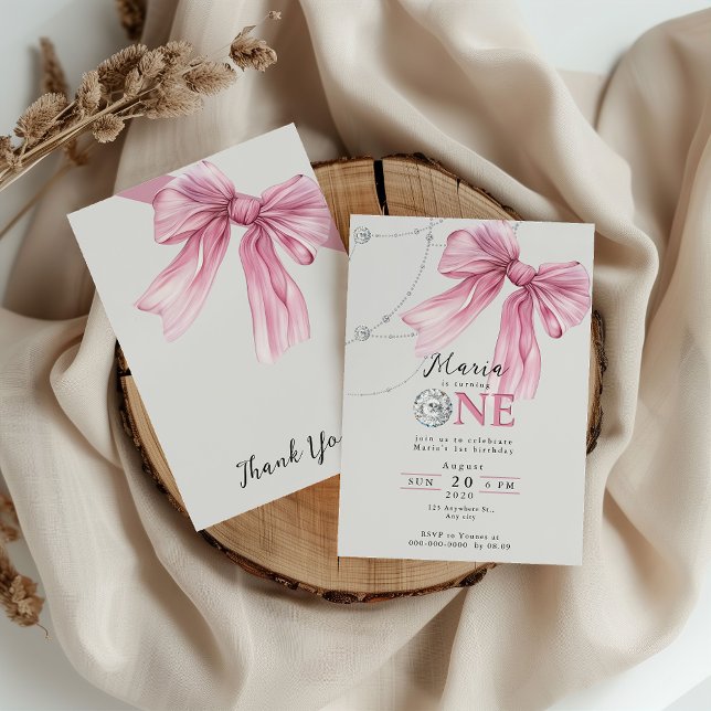 Invitación Sparkle Pink Coquette Bow 1 (Subido por el creador)