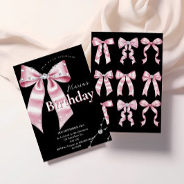 Invitación Sparkle Pink Coquette Bow 1