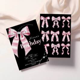 Invitación Sparkle Pink Coquette Bow 1