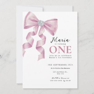 Invitación Sparkle Pink Coquette Bow 1