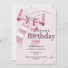 Invitación Sparkle Pink Coquette Bow 1st