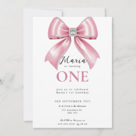 Invitación Sparkle Pink Coquette Bow 1st