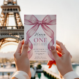 Invitación Sparkle Pink Coquette Bow 1st