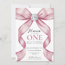 Invitación Sparkle Pink Coquette Bow 1st