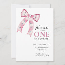 Invitación Sparkle Pink Coquette Bow 1st