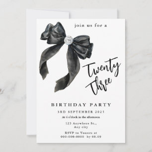 Invitación Sparkle Pink Coquette Bow Cumpleaños
