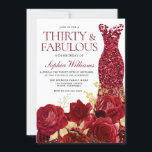 Invitación Sparkle Red Vress Rosas Gold Leaf 30 cumpleaños<br><div class="desc">¡Sesenta y Fabuloso! Sparkle Red Dress Rosas Gold Leaf 30th Birthday Invitation Ver colección de correspondencias en Niche y Nest Store Muchas gracias</div>
