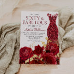 Invitación Sparkle Red Vress Rosas Gold Leaf 60 cumpleaños<br><div class="desc">¡Sesenta y Fabuloso! Sparkle Red Dress Rosas Gold Leaf Invitación a los 60 Años Ver colección coincidente en Niche y Nest Store Muchas gracias</div>