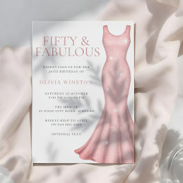 Invitación Sparkle Shimmer Vestido 50 cumpleaños fiesta