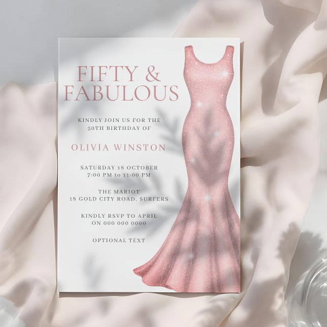 Invitación Sparkle Shimmer Vestido 50 cumpleaños fiesta (Subido por el creador)