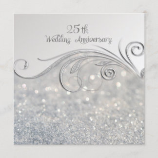 Invitación Sparkle Silver 25º Aniversario de Boda