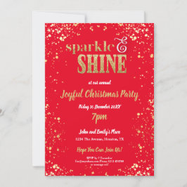 Invitación Sparkle Y Shine Gold Navidades Fiesta Red