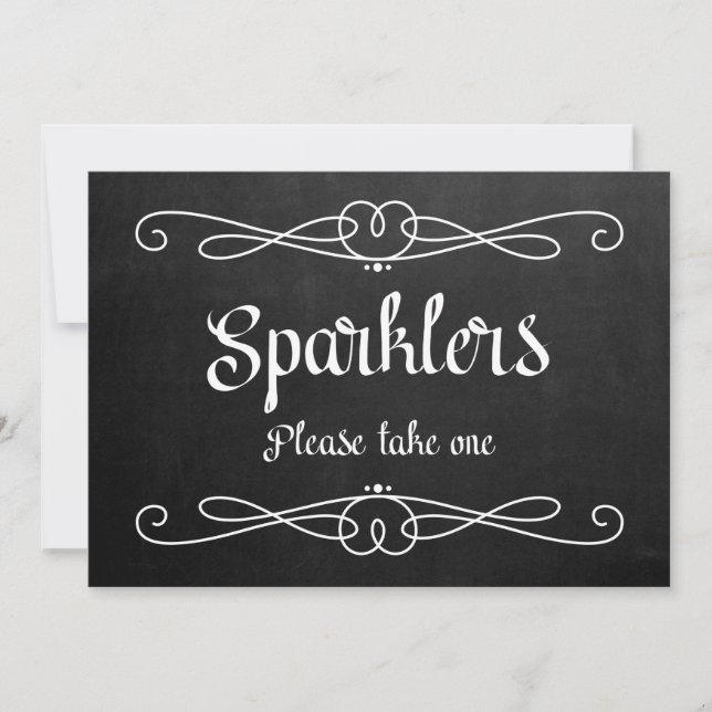 Invitación "Sparklers" Letrero de Pizarra para Boda (Anverso)