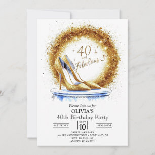 Invitación Sparkles Women Digital Gold 40 cumpleaños