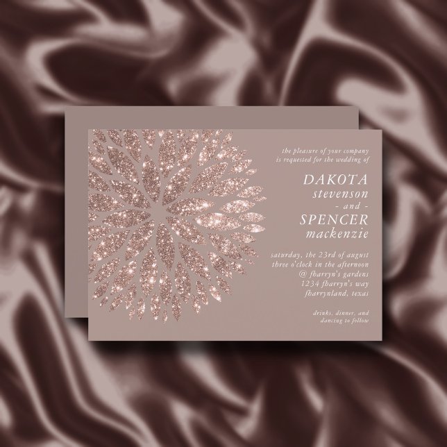 Invitación Sparkling Dahlia | Taupe Rubor Rosa Gold Boda I (Subido por el creador)