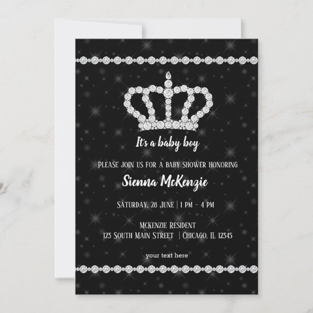 Invitación Sparkling Diamond Crown - elija su entorno (Anverso)