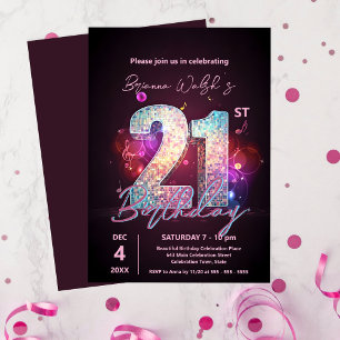 Invitación Sparkling Disco Dance 21ª Celebración del Cumpleañ