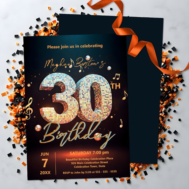 Invitación Sparkling Disco Dance 30th Birthday Celebration (Subido por el creador)